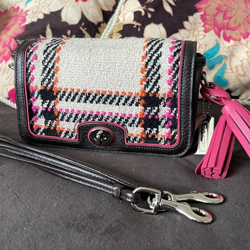 Coach legacy Tweed and Leather Plaid shoulder bag
